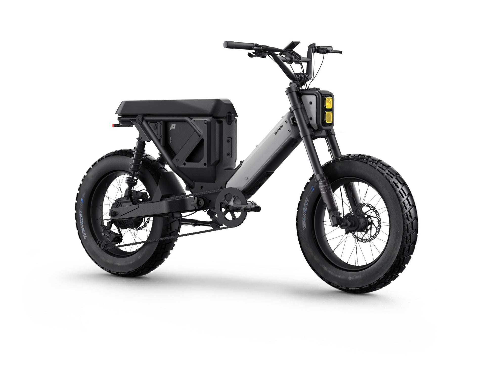 Pawkymo AR20 electric commuter bike in grey and black side view