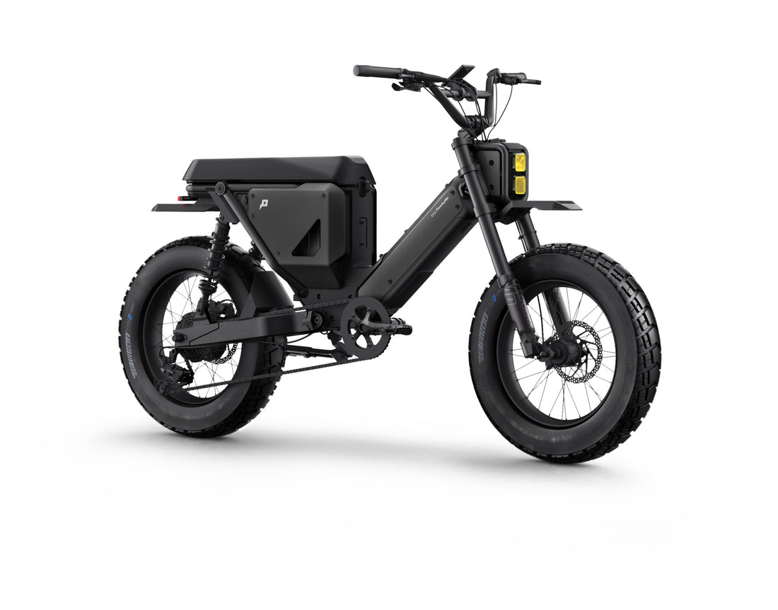 Pawkymo AR50 2X2 electric bike in grey and white side view, showcasing dual‑motor frame design.