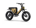 Pawkymo AR50 2X2 electric bike in desert tan and black side view, dual‑battery platform built for versatile mobility.