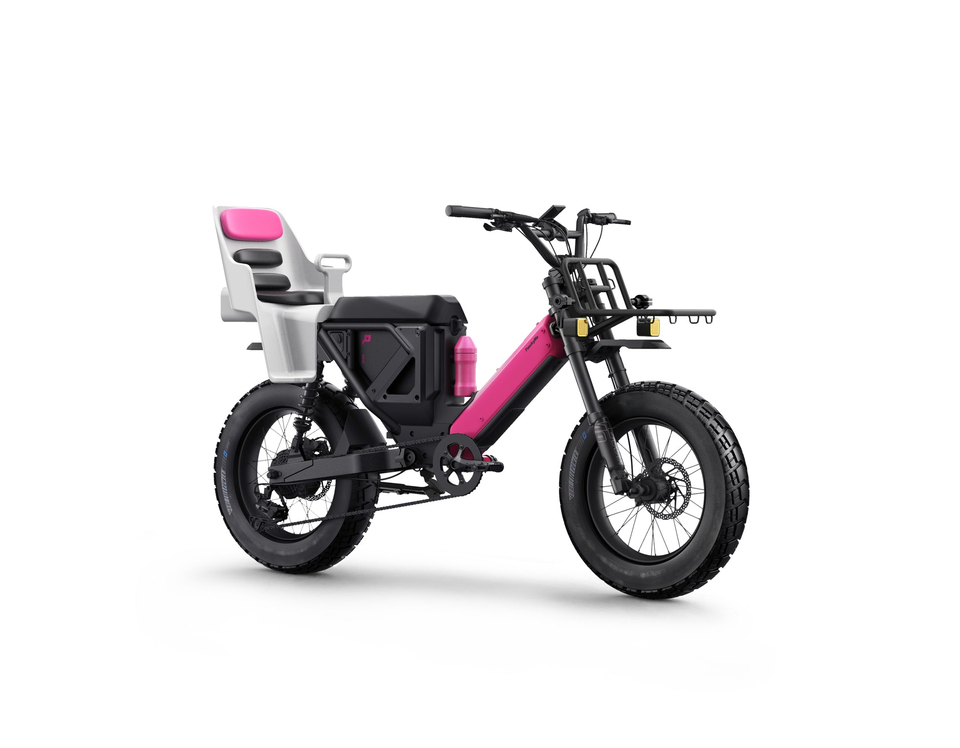 Pawkymo electric bike with child seat installed, designed for safe and convenient family commuting around the city.
